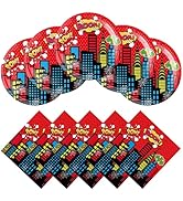 40Pcs Super Theme Hero Red Plates and Napkins Birthday Party Serves 24