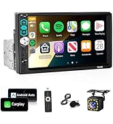 Single Din Car Stereo Radio with Carplay Android Auto,Podofo 7Inch 1080P HD IPS Touchscreen 5.1Bl...