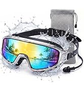 Rantizon Swim Goggles, Wide View Swimming Goggle for Adult, Anti Fog &amp; UV Sunglasses Goggles with...