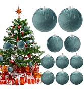 ZningEsxi 10pcs Velvet Christmas Ornaments Ball Mixed Size Handmade Fabric Xmas Hanging Balls DIY...