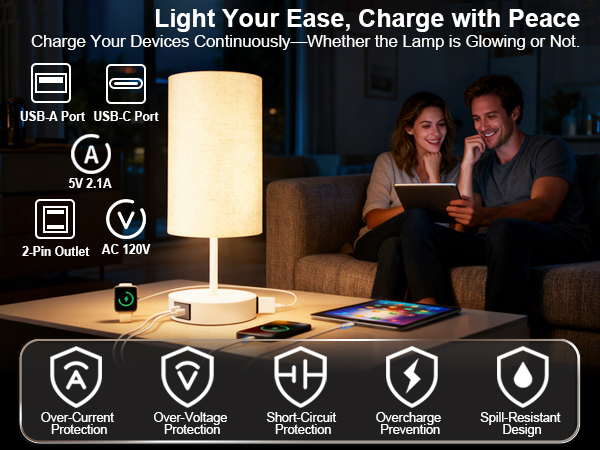 bedside lamp with charging station