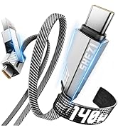 SHEZI 2 in 1 USB C Cable 140W 5FT Fast Charging USBC to USBC Cable [480Mbps Data Sync] Flat Nylon...