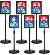 VAIIGO 6Packs 8.5x11 Inch Adjustable Pedestal Poster Sign Stand, Heavy Duty Floor Standing Sign H...