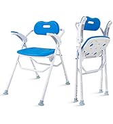 HEINSY Foldable Shower Chair with Armrests and Back,Heavy Duty Folding Bathtub Chair with Thicker...