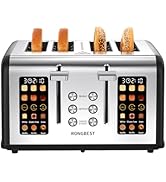 4 Slice Touch Screen Toaster Digital Stainless Steel Touchscreen with Wide Slots, Even Toasting f...