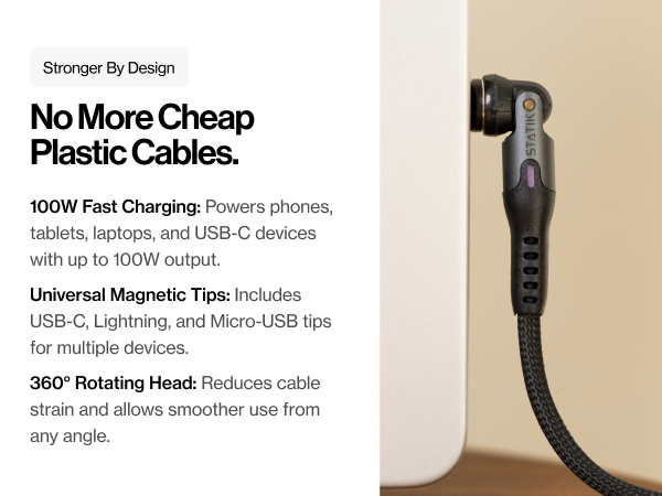 magnetic rotating tip charging cable