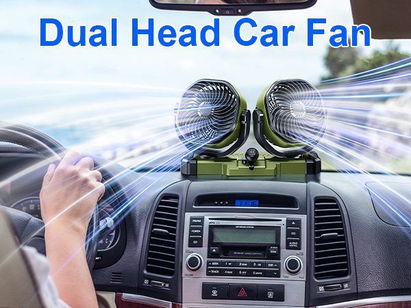DICMKY Dual Head Car Cooling Fan for Dashboard