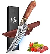 ROCOCO Feather Viking Boning Knife Japanese Forged in Fire Fancy Handmade Butcher Cleaver with Sh...