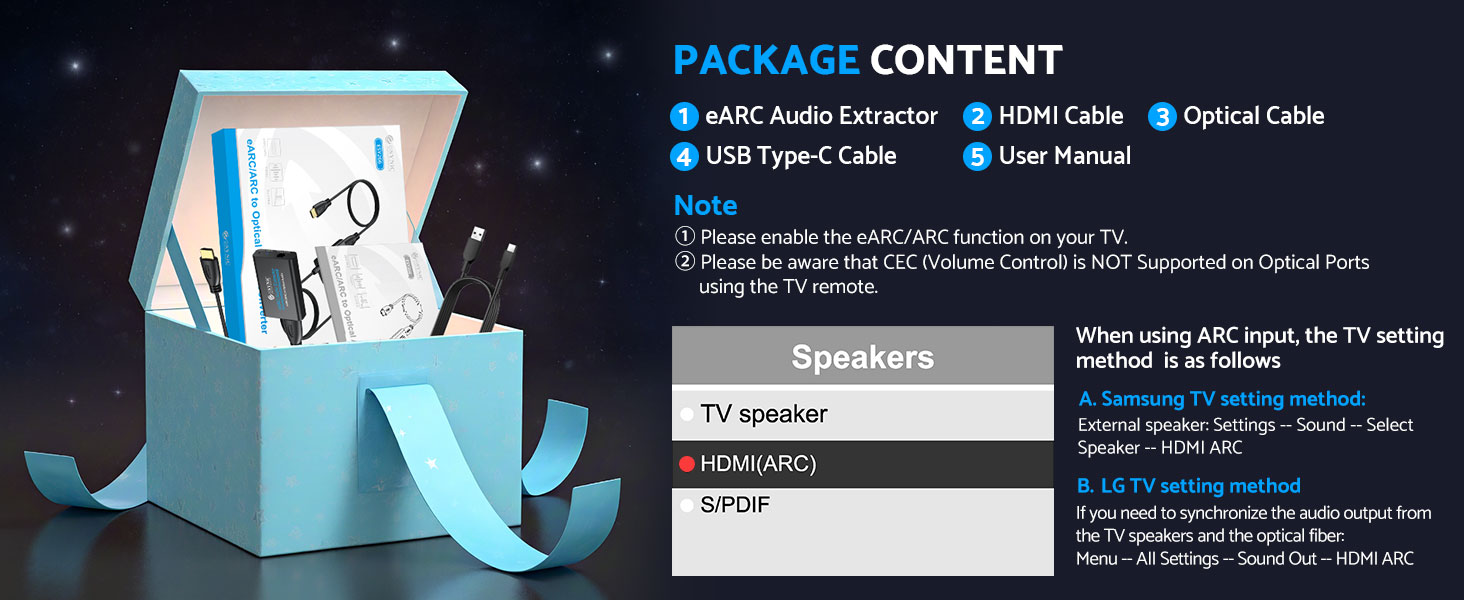 Professional eARC/ARC to Optical Audio Extractor