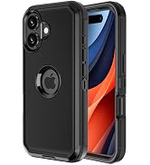 Jiunai for iPhone 16 Case Heavy Duty Strong Shockproof Port Protection Screenless Dustproof Dual ...