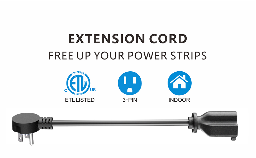 14 Gauge Flat Plug Extension Cord 15A 1875W 125V 14AWG SJTW