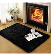 qulint Black Rug for Bedroom, 2x3 Small Area Rugs for Boys Room Soft Shag Fuzzy Rug for Living Ro...