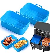 Air Fryer Silicone Liners - 2Pcs Reusable Silicone Pot for Ninja Foodi DZ201/DZ401 Dualzone Air F...