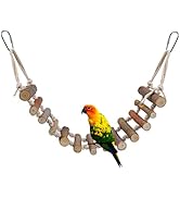 Joyzan Rope Ladder Bird Toy, Wood Stairs Climbing Activity Attachment Natural Wooden Step Swing H...