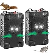 2 Pcs Under Hood Rodent Repeller with Strobe Light &amp; 3 Power Supply Methods, Professional Ultraso...