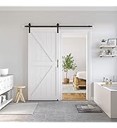 SmartStandard 36 x 84 in Sliding MDF Barn Door with 6.6FT Sliding Door Hardware Kit &amp; Handle, Pre...