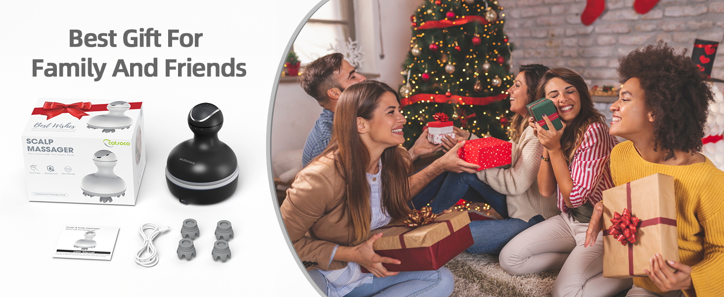 cotsoco Electric Scalp Head Massager with 4 Heads 84 Nodes for Hair Growth and Stress Release