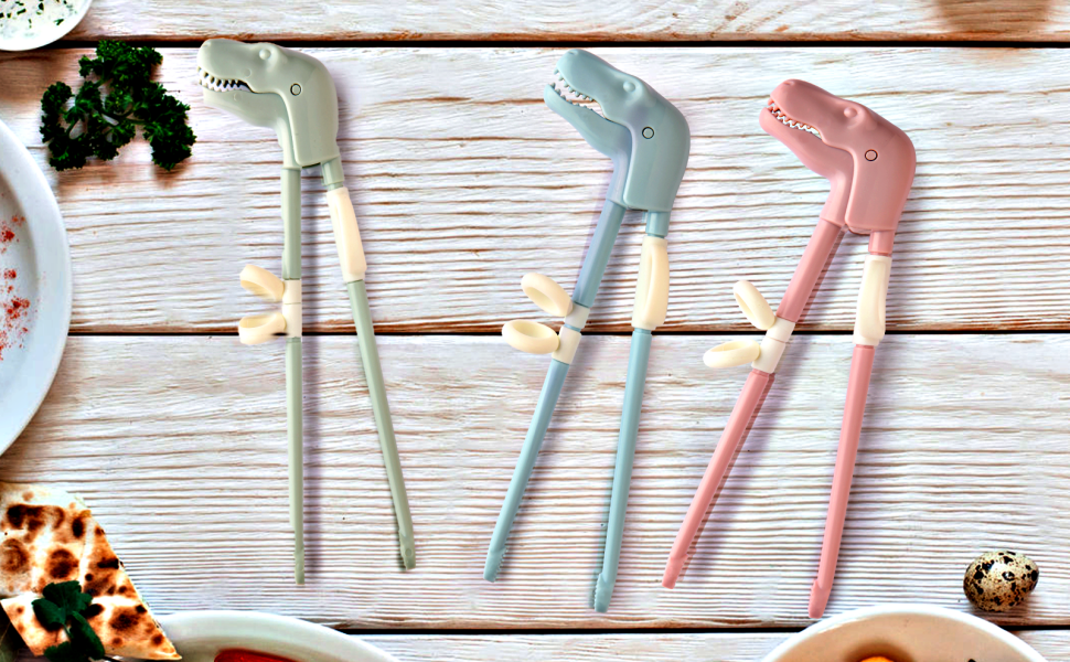 ChaLeeMoo Reusable T-rex Training Chopsticks for Kids and Toddlers