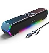 LENRUE G11 Computer Speakers for Desktop, Touch Lights PC Speakers with Surge Clear Sound, USB C/...