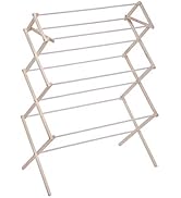 Honey Can Do Compact Folding Wooden Clothes Drying Rack DRY-09064c, White/Natural