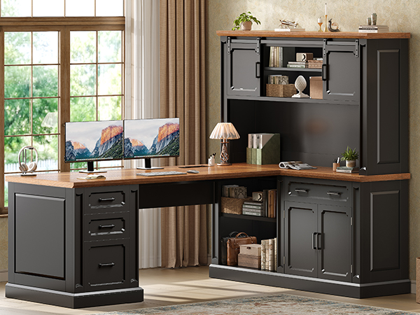farmhouse desk with hutch