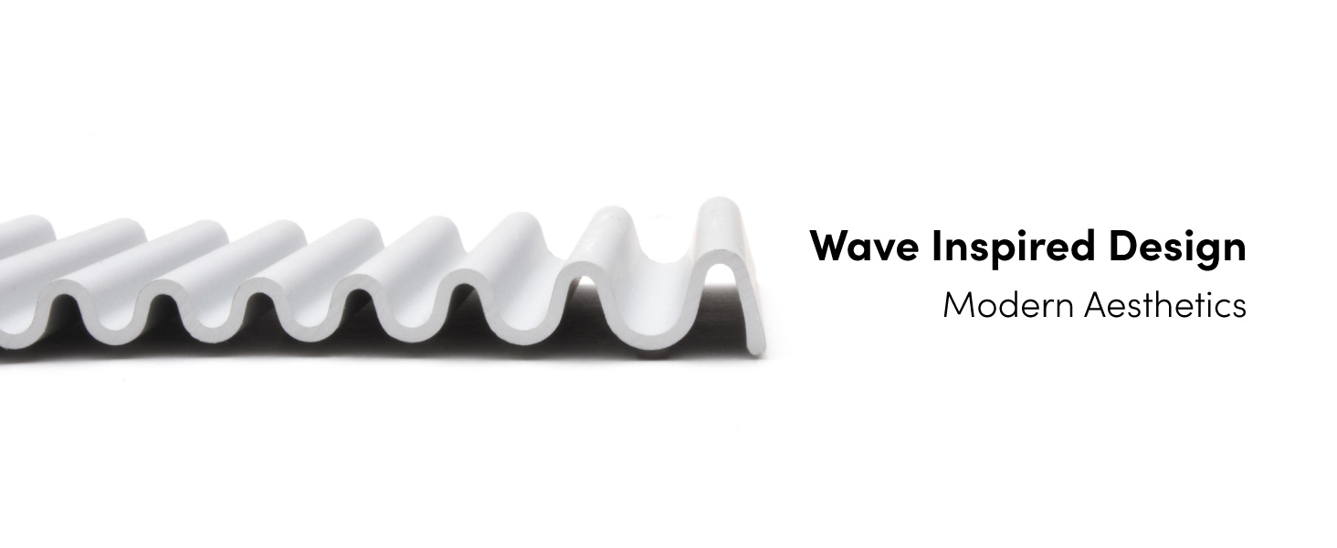 Close-up of Xympo aluminum soap dish with a wave design for modern style and superior drainage.