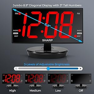 mirror display easy to read charging charge dimmer brightness