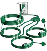 Belllights 1 to 4 Splitter Extension Cord, Total 25 FT(13 FT End to End), 16AWG/3C SJTW Power Cor...