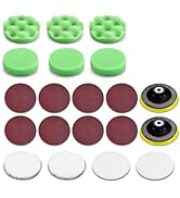 KIMO 20PCS 4-Inch Polishing Pad Kit w/Flat Foam Pads, Wave Foam Pads, Woolen Buffer Pads, Microfi...