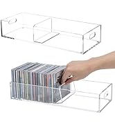 MyGift Modern Premium Clear Acrylic CD Holder Trays with Cutout Carrying Handles, Tabletop Compac...