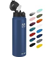 Fanhaw 32 Oz Stainless Steel Insulated Sports Water Bottles with Straw for Kids, Men and Women (N...