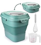 Viretec Large Rice Storage Container, 20lb to 50lb Collapsible Dry Food Storage Bins Dispenser wi...