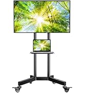 PERLESMITH Rolling TV Stand with Lockable Wheels for 32-86 Inch TVs Holds up to 132 Lbs, Height A...