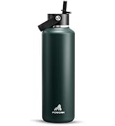 POWCAN 24 oz Water Bottle Insulated: BPA-Free, Leakproof Lid with Straw, Lightweight, Flex Cap, S...