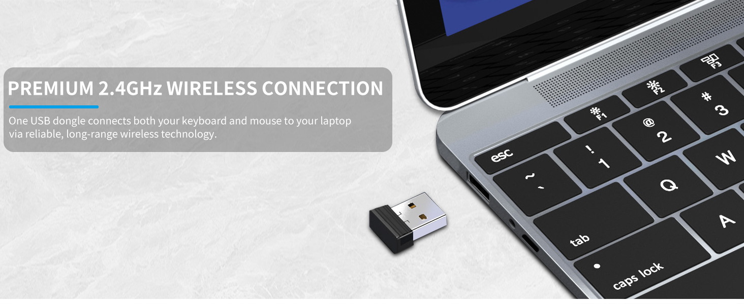 2-in-1 receiver keyboard and mouse kit, reducing port usage