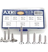 AXK 200pcs/set Countersunk Flat Head Tapping Screws with Cross recessed M3 Screws Philips Screw S...