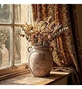 Ceramic Flower Vase Home Decor - 7.28Inch Farmhouse Rustic Vase,Double Handle Pottery Terracotta ...