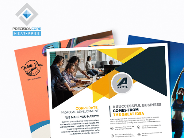 Colorful printed flyers advertising various businesses.