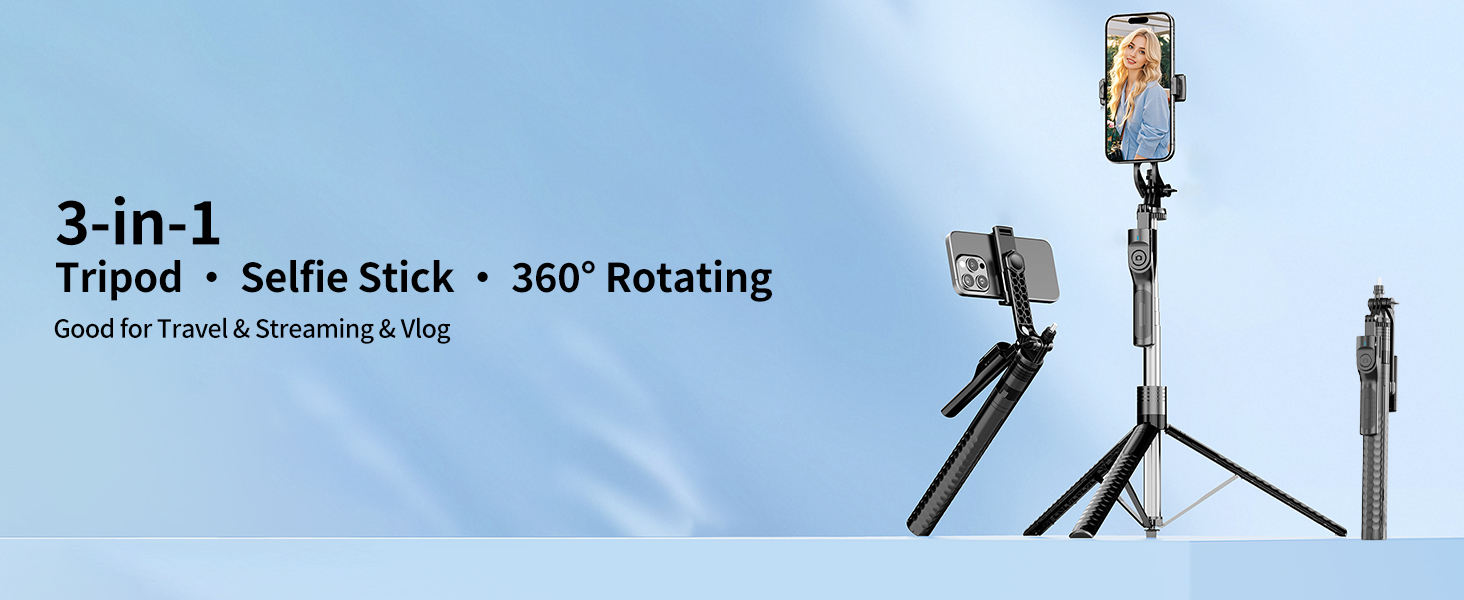 Phone Tripod and Selfie Stick, Tripod with Wireless Compatible with iPhone Android