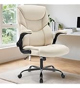 Sweetcrispy Ergonomic Office Chair Heavy Duty Task Desk Gaming Chair with Flip-up Arms, PU Leathe...