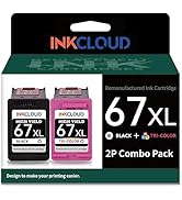 INKCLOUD Remanufactured Ink Cartridges Replacement for HP 67XL Printer Ink for 2700 2700e 2755 27...
