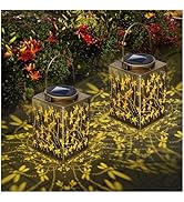 2 Pack Solar Lanterns - Waterproof Metal Hanging Solar Lights Outdoor Decorative, Solar Powered L...