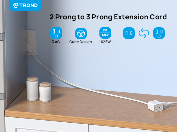 2 prong extension cord 3ft