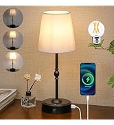 MEIXISUE Cordless Rechargeable LED Table Lamp with Dimmer,Black Portables Desk Lamp,Small Bedside...
