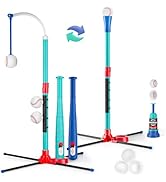 3-in-1 Baseball Set Kids Toy: Hanging Hitting Tee Ball Set for Toddlers + Youth with Auto Ball La...
