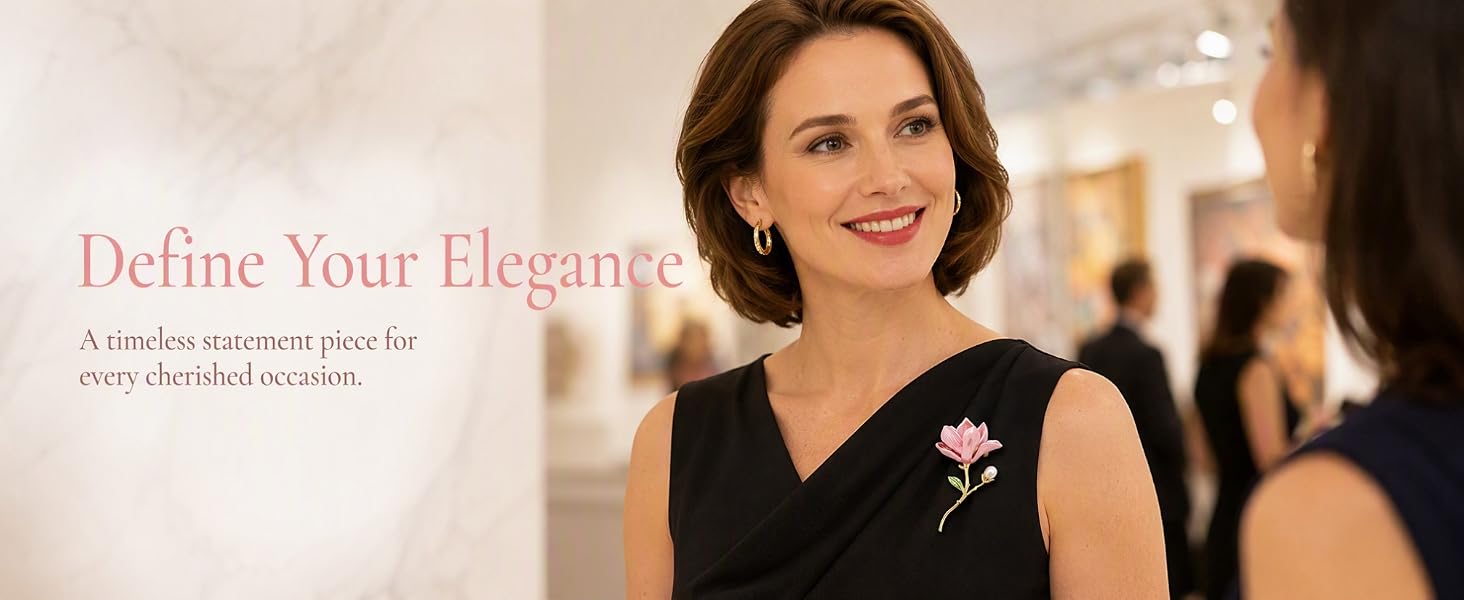 Handcrafted Enamel Floral Lapel Pin with Pearl,