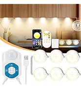 Motion Sensor Under Cabinet Lights,LED 6 Puck Lights Under Counter Light with APP&amp;Remote&amp;Sensor C...
