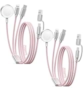 2 Pack Travel Essentials for Apple Watch Charger, 3 in 2 USB C Cable for Type C/L-Port Devices, M...