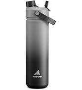 POWCAN 26 oz Insulated Water Bottle with 2-in-1 Straw and Spout Lid, Keep Cold 24H, Leak-Proof, F...