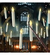 Homemory Hanging Floating Candles with Wand Remote and String, 12 Pcs Flying Flameless LED Taper ...